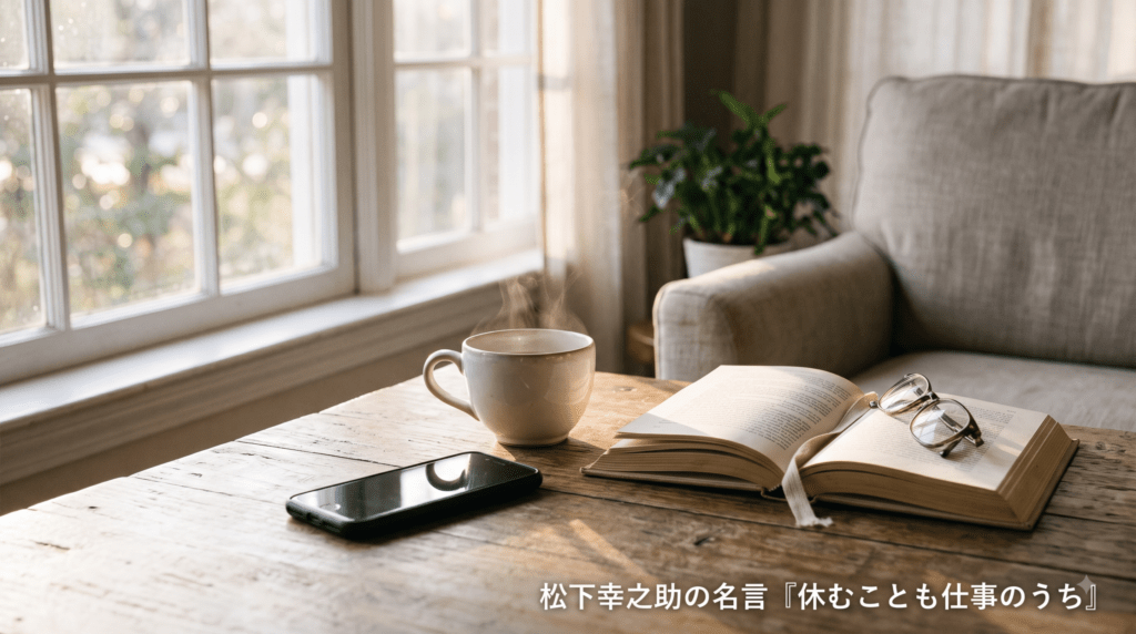 24時間の常時接続に疲れたあなたへ。松下幸之助の名言『休むことも仕事のうち』